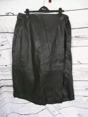 Ladies M&s Collection Leather Look Khaki Wrap Midi Skirt Size 18 • £3.99