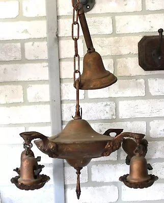 Vintage Brass 4 Light Chandelier Fixture Weber Paddle Switch Sockets • $60