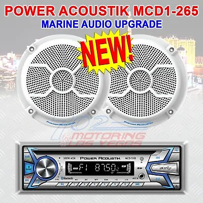 Power Acoustik Mcd1-265 Marine Cd/mp3 Player Bluetooth Usb Aux + 6.5  Speakers • $35.55