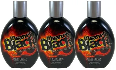  3-PACK Millennium INSANELY BLACK Hot Tingle 60X Dark Tanning Lotion -13.5 Oz EA • $88.95