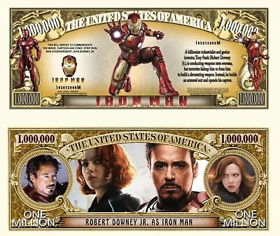 Iron Man Million Dollar Bill Funny Play Money Novelty Note With FREE SLEEVE • $1.69