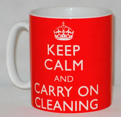 Keep Calm And Carry On Cleaning Mug Can Personalise Cleaner Housekeeper  Gift • £10.99