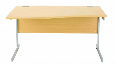 £125 • Buy Fraction Plus Left Hand 140 Wave Workstation – Nova Oak With Silver Frame Ref11
