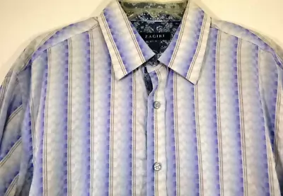 Zagiri-Mens Long Sleeve Button Down Shirt Extra Large XL Blue Contrast Cuffs • $12.59