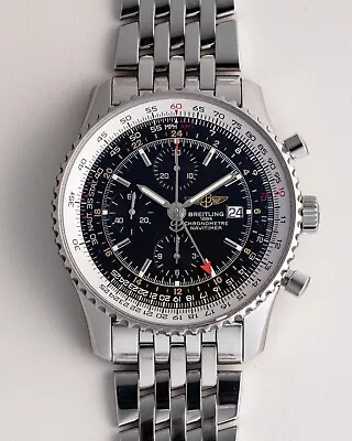 Pre-Owned Breitling Navitimer World W/Steel Band! Ref. A24322 Black Dial! • $3995