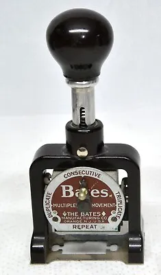 VINTAGE Bates Numbering Machine 6 Wheel Style E Multiple 4 Movement DEB133 • $14.95