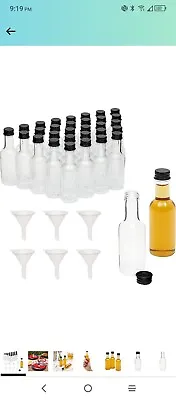 30pack 50ml 1.7 FL Oz Reusable Plastic Empty Mini Bottles With Black Screw Caps • £15.44