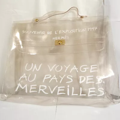 Auth Hermes Clear Vinyl Kelly SOUVENIR DE L'EXPOSITION 1997 Beach Handbag Novelt • £199.18