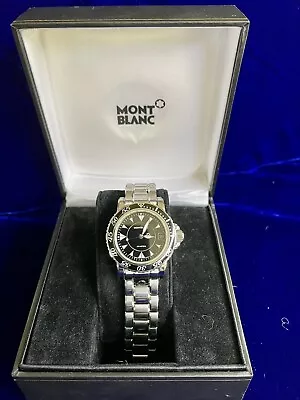 Montblanc Watch Diver Meisterstuck 7036 Date Black 35mm Mint 4 Year Warranty Box • $975