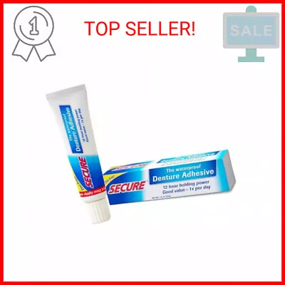 Secure Waterproof Denture Adhesive - Zinc Free - Extra Strong Hold For Upper Lo • $12.25