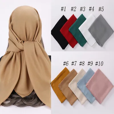 Cotton Linen Hijab Solid Muslim Square Scarf Ladies Islamic Shawl Wrap Bufanda • $8.92