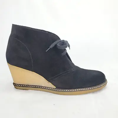 J. Crew MacAlister Womens 10 Black Suede Wedge Bootie Chukka Desert Boot Shoes • $33