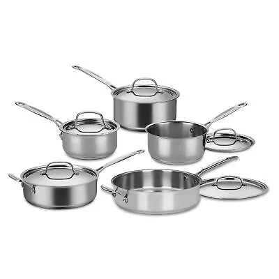 $139.99 • Buy Cuisinart M77-10 10 Piece Chef's Classic Stainless Collection, Cookware Set