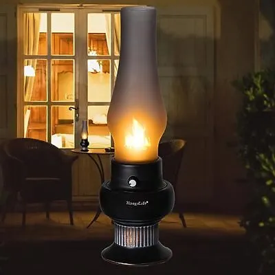 Led Vintage Kerosene Lamp Glass Lampshade Rechargeable Flame Effect Lantern With • $24.29