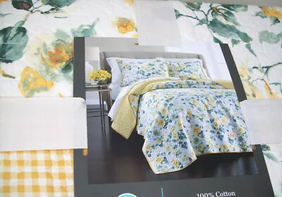 Martha Stewart Reversible Country Cottage Rose Floral Full Queen Quilt New • $137.49