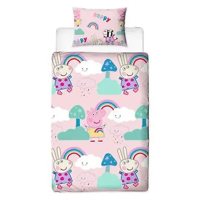 £15.95 • Buy Peppa Pig Single Duvet Cover & Pillowcase Set 2-in-1 Rotary Design Kids Bedding