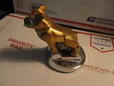 Vintage Mack Truck Gold Bulldog Hood Ornament With Chrome Hood Base • $279.99