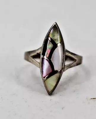 Sterling Silver 925 Mother Of Pearl Inlay Ring Size 6 • $6.50