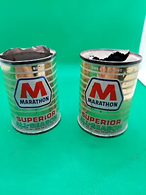 Vintage Oil Cans Two 3 Inch Tall Marathon Superior All-season Cans. • $10.99