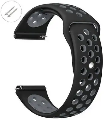 Black & Gray Sport Silicone Replacement Watch Band Strap Quick Release Pins 4072 • $11.95
