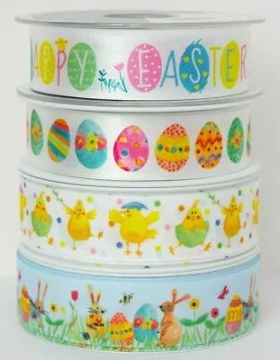 Easter Ribbon Egg Hunt Chicks Bunnies White Yellow Berisfords 15mm 25mm X 1M • £1.44