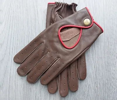 Men's Real Leather Chauffeur Driving Gloves Vintage Button Closure By KENFIT • £12.30