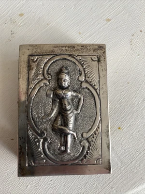 £25 • Buy Vintage Silver? Metal Match Box Holder With Indian Goddess Figurine