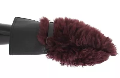 Dolce&Gabbana Women Red Mittens Leather Fur Lined Wrist Length Thermal Gloves • $335.38