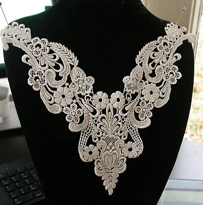 Venice Lace Yoke Applique Ivory Large 10  X 10  Approx • $4.25