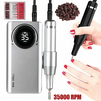 Portable Nail Drill Rechargeable E File Machine Fits Manicure Pedicure +Gift • $57.99