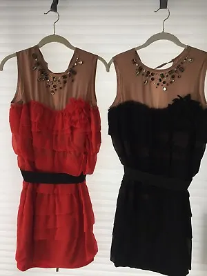 Lanvin For H&M Signature Red Or Black Silk Rhinestone Cocktail Dress US 6 EU 36 • $99.99