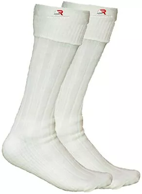 Scottish Irish Off White Kilt Hose Socks Men Size Large Sporrans Flashes New AAR • $6.99