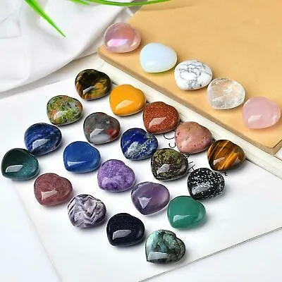 £6.96 • Buy 10/30Pcs Heart-shaped Natural Quartz Pocket Palm Healing Gemstone Crystal Stones