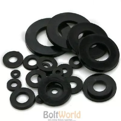 M3 M4 M5 M6 M8 M10 M12 M16 M20 Form A Metric Black Nylon Plastic Flat Washers • £18.42