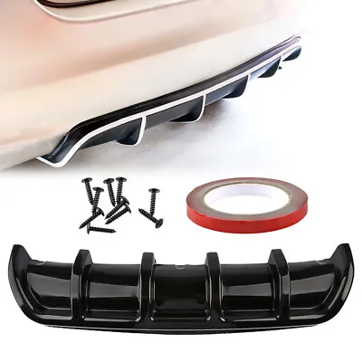 Black Universal Rear Lower Bumper Diffuser Cover Fin Spoiler Lip Wing Splitter • $20.90