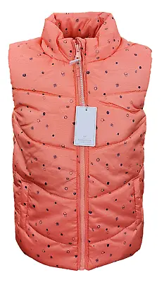 MOTHERCARE Girls Baby Gilet Coral Navy Padded Fleece Lined Summer Bodywarmer NEW • £4.95