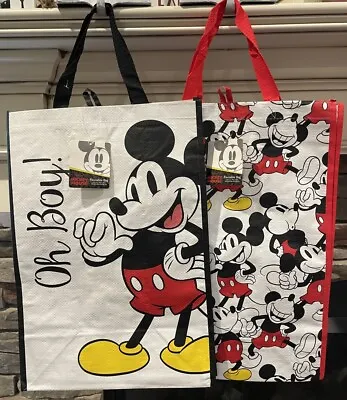 2 Licensed Disney Vinyl Mickey Mouse Reusable Tote Bags 13.5x19x8 Inches New • $9.98