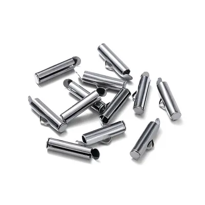 100Pcs Metal Slide On End Clasp Tubes Slider End Caps Crimp End Tube DIY 10~40mm • $9.72