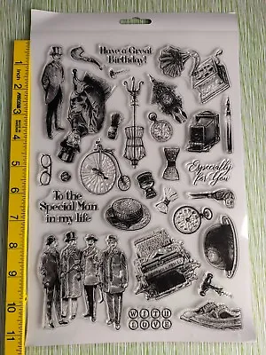 Kanban Victorian Gentlemen A4 Clear Stamp Set With 8 FREE A4 Topper Sheets • £8.99