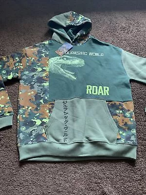 £10.99 • Buy BNWT Jurassic World Boys Age 15-16 Green Multi Hooded Sweatshirt 