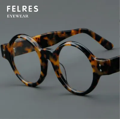 Men Women Round Frame Acetate Eyeglasses Clear Lens Retro Glasses Frames New • $22.86