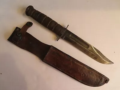 Vintage USMC KA-BAR Combat Fighting Knife & Sheath WWII - Vietnam? Date Unknown • $199.99