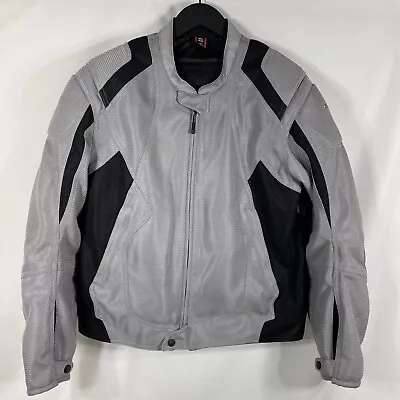 First Gear Mens Motorcycle Jacket Gray Padded Hypertex Mesh Sz Med MESHTEXJKT • $44.95