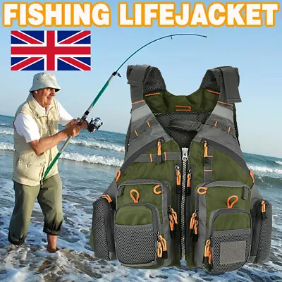 Quick Dry Life Jacket Fishing Waistcoat Adjustable Multi-pocket Fly Fishing Vest • £19.98