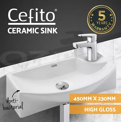 Cefito Bathroom Basin Vanity Ceramic Sink Faucet Above Counter Wall Hung White • $54.95