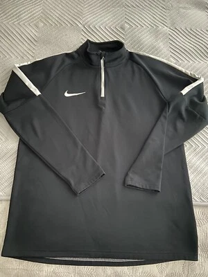 £4.99 • Buy Nike Dri Fit Track Top Large L Black Running Football Golf Sports Quarter Zip