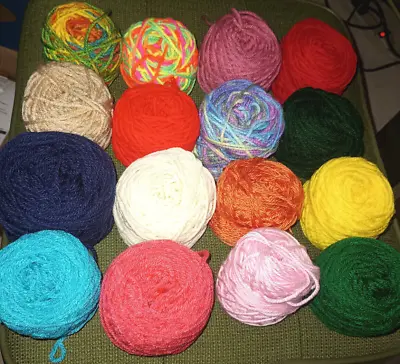 Lot Of 16 Different Color 1 Oz Skein Yarn Balls Mill Ends 3 Ply And 4 Ply  • $2.99