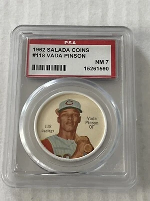 $49.99 • Buy Vada Pinson Vintage 1962 Salada Junket Coin #118 PSA 7 NM Cincinnati Reds Rare🔥
