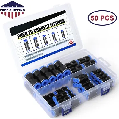 50Pcs Quick Connect Air Hose Kit Air Line Fittings 5/32 1/4 5/16 3/8 1/2 In Tube • $21.99