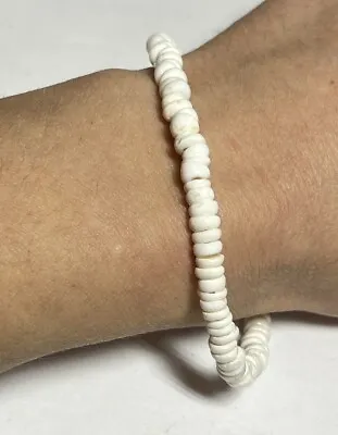 Vintage Hawaiian Shell White Bead Anklet Or Bracelet Screw Clasp 10 In  T1545 • $17.99